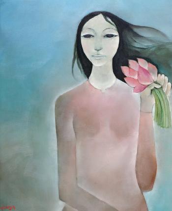 Girl with Flower by 
																	Nguyen Trung