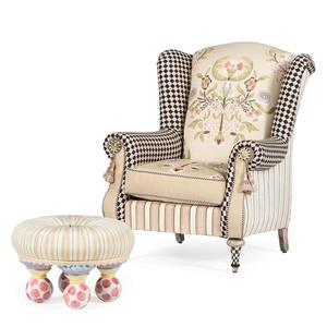 Upholstered Armchair and Ottoman by 
																	 MacKenzie-Childs