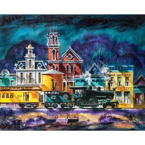 Untitled (Train And Victorian Houses) by 
																	Edwin Fulwider