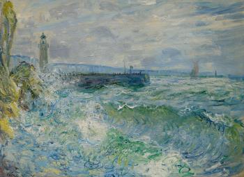 La Jetée De Fécamp Par Gros Temps by 
																	Claude Monet