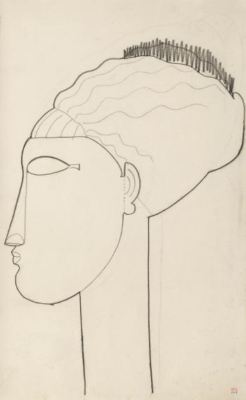 Tête Profil Gauche by 
																	Amedeo Modigliani