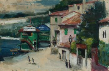 Le Restaurant Mistral À L’estaque by 
																	Paul Cezanne