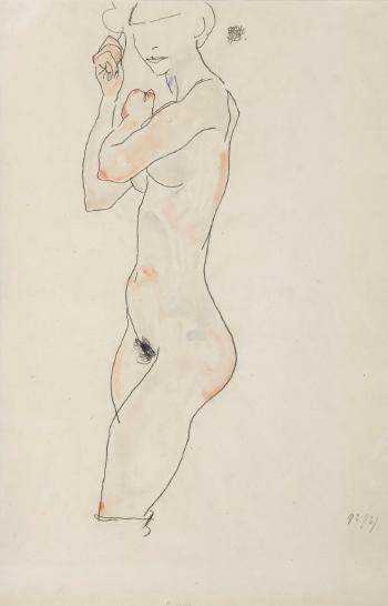 Stehender Akt (Standing Female Nude) by 
																	Egon Schiele