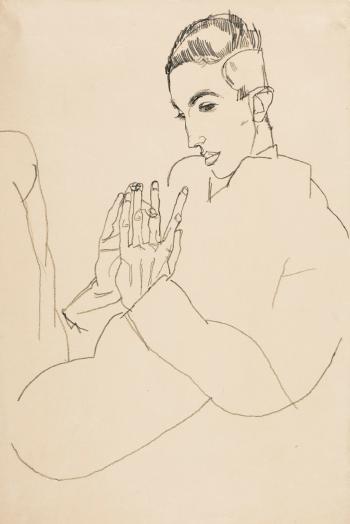 Erich Lederer, Die Hände Gefaltet (Erich Lederer With Hands Clasped) by 
																	Egon Schiele
