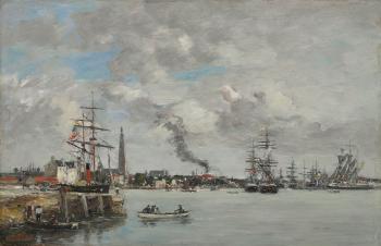 Anvers, Le Port by 
																	Eugene Boudin
