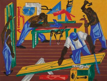 The Carpenters by 
																	Jacob Lawrence