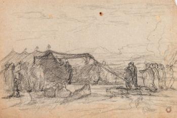 La halte des chameaux; Le marabout; La porte; Le campement; La rue by 
																			Eugene Fromentin