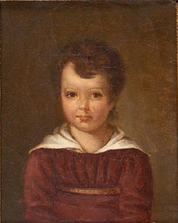 Portrait d’Eugène Fromentin enfant (né en 1820 peintre et écrivain); Portrait de Charles Fromentin enfant (né en 1818, sera médecin comme son père) by 
																			Toussaint Fromentin-Dupeux
