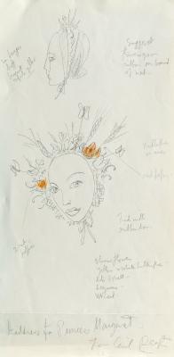 Sketch of a Headdress For Princess Margaret by 
																	Cecil Beaton