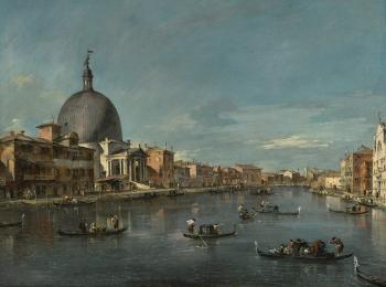 Venice, A View Of The Grand Canal With San Simeone Piccolo by 
																	Francesco Guardi