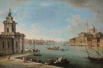 Venice, The Bacino Di San Marco Looking East With The Punta Della Dogana And San Giorgio Maggiore by 
																	Antonio Joli