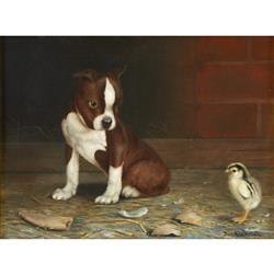 Chick With Boston Terrier by 
																	Ben Austrian