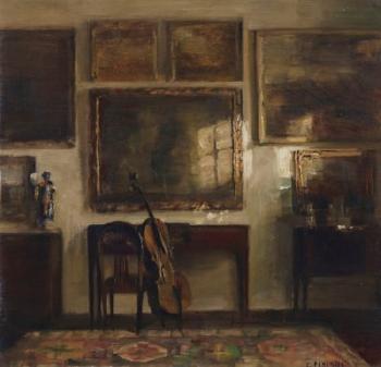 Interior With a Cello by 
																	Carl Vilhelm Holsoe