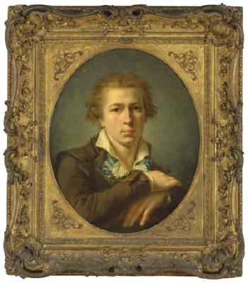Portrait of a Young Gentleman, Bust Length, in an Embroidered Jacket by 
																	Henri Pierre Danloux