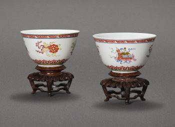 A Pair Of Famille-Rose 'Bajixiang' Bowls by 
																	 Qianlong Dynasty
