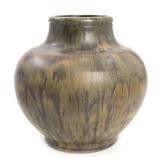 A Royal Copenhagen stoneware vase, decorated with brownish green glaze by 
																			Carl Halier