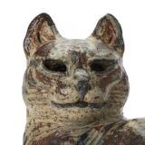 Stoneware figure modelled in the shape of a sitting cat by 
																			Knud Kyhn