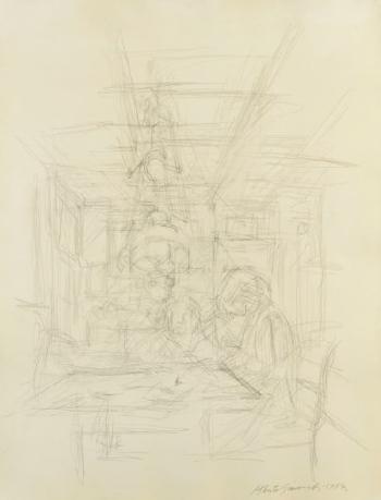 Annette Et La Mère Sous La Suspension à Stampa, 1957 by 
																	Alberto Giacometti