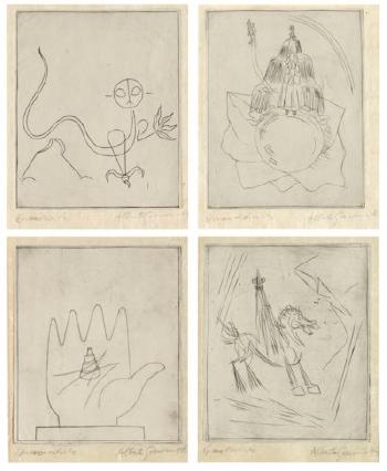 L'air De L'eau, Serie Von 4 Kupferstiche Aus Cahiers D'art Von André Breton, Paris 1934 by 
																	Alberto Giacometti