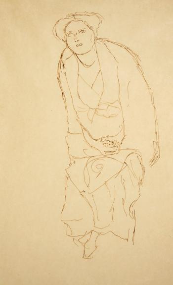 Sitzend Von Vorne (Studie Zu Eugenia Primavesi) (Seated Figure Head-on (Study For Eugenia Primavesi)) by 
																	Gustav Klimt