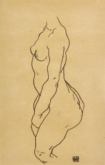 Profilansicht Eines Stehenden Aktes (Ohne Kopf) (Standing Nude In Profile (Without Head)) by 
																	Egon Schiele