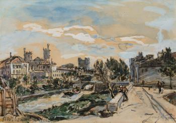 Narbonne, View of Narbonne by 
																	Johan Barthold Jongkind