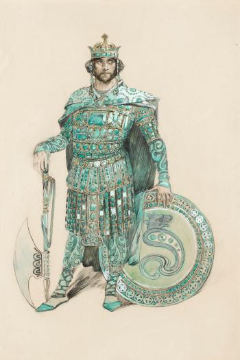 Man Wearing an Armour, Costume Project For La Princesse Lointaine by 
																	Alphonse Mucha