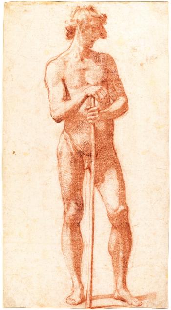 A Standing Male Nude, Leaning On A Stick by 
																	Lodovico Cardi