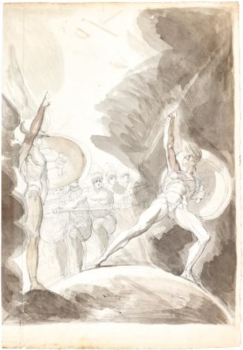Recto: The 'Psychostasia' Of Achilles And Memnon; Verso: A Study Of A Man With Outstretched Arms by 
																	Henry Fuseli