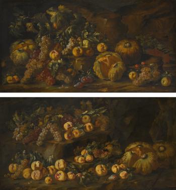 A Pair Of Still Lifes With Fruit Strewn On A Forest Floor by 
																	Michele di Campidoglio