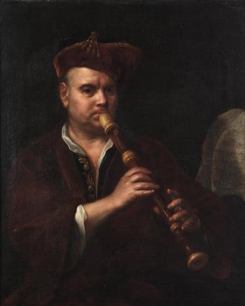 Man playing a recorder by 
																	Johann Kupetzki