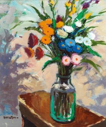 Flowers in a Green Jar by 
																	Donald McIntyre