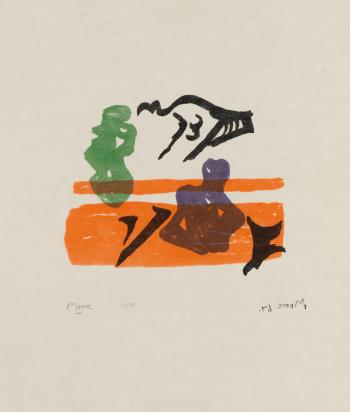 Violet Torso on Orange Stripes, from 'Shelter Sketchbook' by 
																	Henri Olive des Martigues