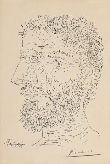 Profil d'homme Barbu, 1938 by 
																	Pablo Picasso