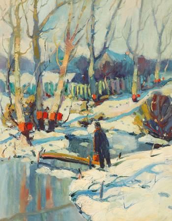 Red Sap Buckets, Canada by 
																	Arthur Dominique Rosaire