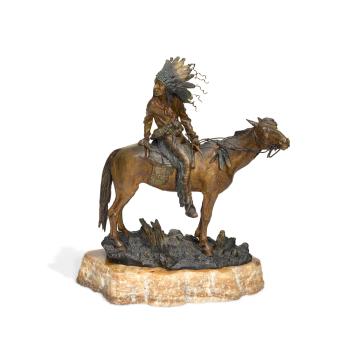 Indian Chief on Horseback by 
																	Carl Kauba