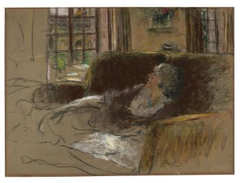 Femme sur un canapé marron by 
																	Edouard Vuillard