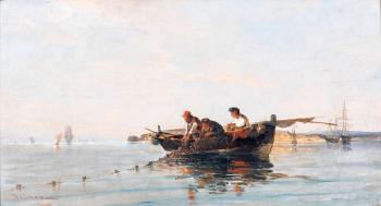 Pêcher en mer calme by 
																	Constantinos Volanakis