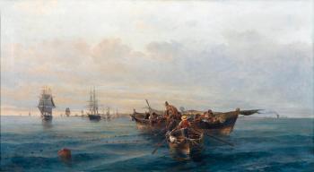 Pêcheurs ramassant les filets by 
																	Constantinos Volanakis