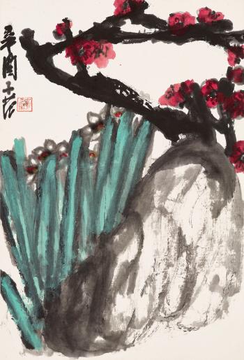 Plum Blossom, Narcissus And Rock by 
																	 Cui Zifan