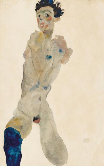 Stehender männlicher Akt mit verschränkten Armen (Selbstportrait) by 
																	Egon Schiele
