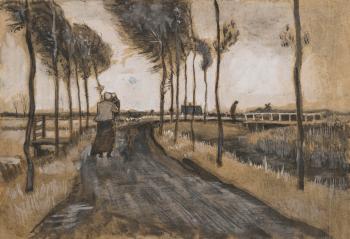 Landschap met Lopende Vrouw by 
																	Vincent van Gogh
