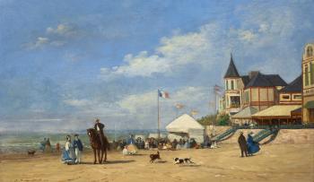 La plage de Trouville by 
																	Eugene Boudin