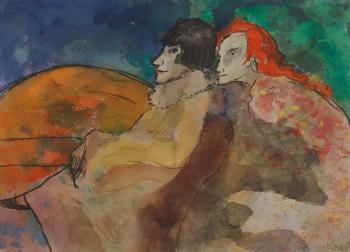 Figürliche Szene mit zwei Frauen (Phantasien) by 
																	Emil Nolde