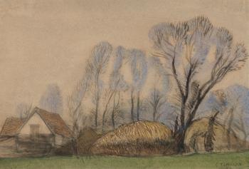 A farm in winter by 
																	George Clausen