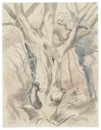 The dead ash tree, a study for Dead Forest Giant by 
																	John Northcote Nash
