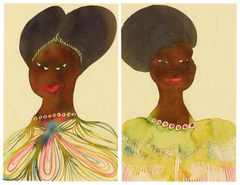 Two Untitled Works On Paper by 
																			Chris Ofili