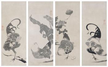 Roosters, Hens And Chicks by 
																			Ito Jakuchu
