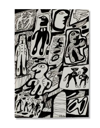 Site avec 14 personnages by 
																	Jean Dubuffet