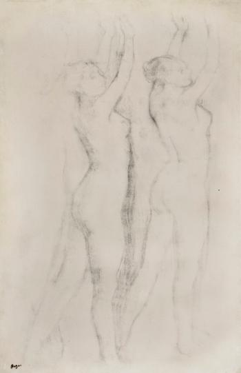 Deux femmes nues, les bras levés by 
																	Edgar Degas